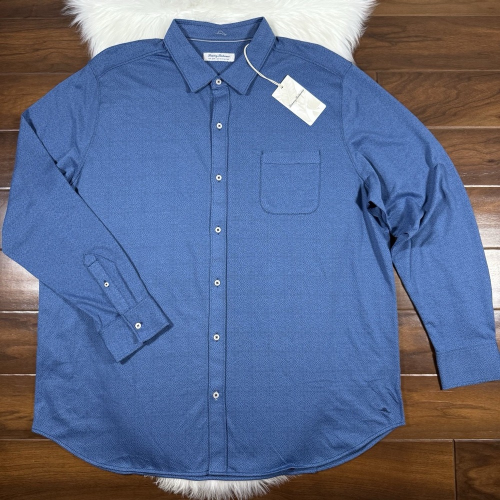 NEW Tommy Bahama Men's Size 3XLT Blue San Lucio‎ Diamond Isles Stretch Shirt